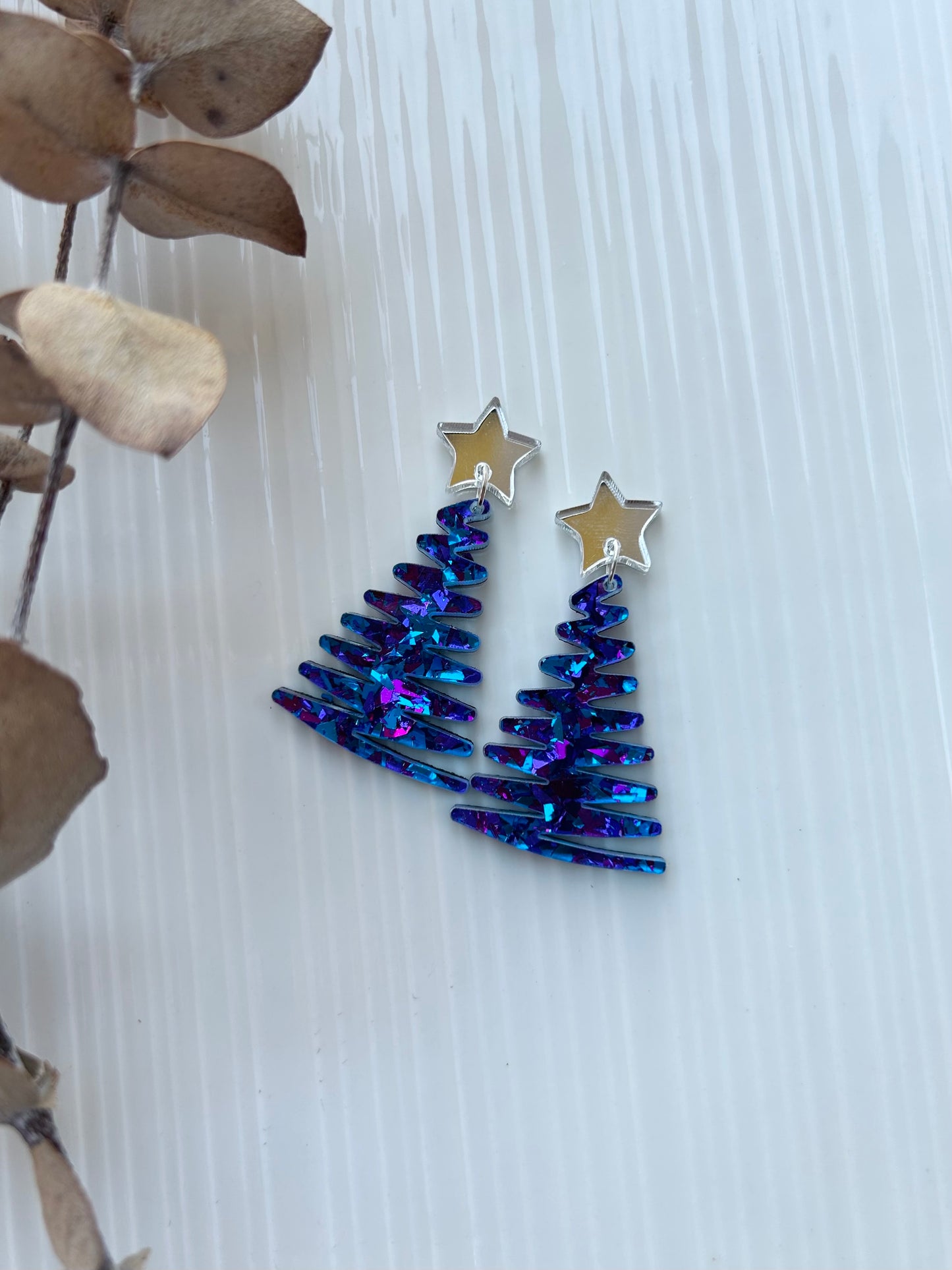Purple Christmas Trees | Silver Stars