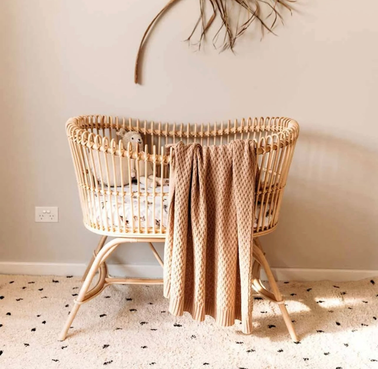 Hazelnut Diamond Knit Organic Baby Blanket