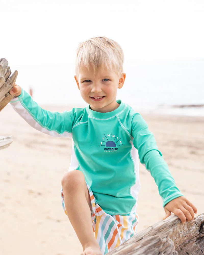 BOYS TEAL GREEN LS RASH TOP