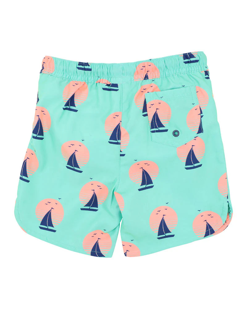 JARVIS PRINT GREEN BOARDSHORTS 1-7 YRS