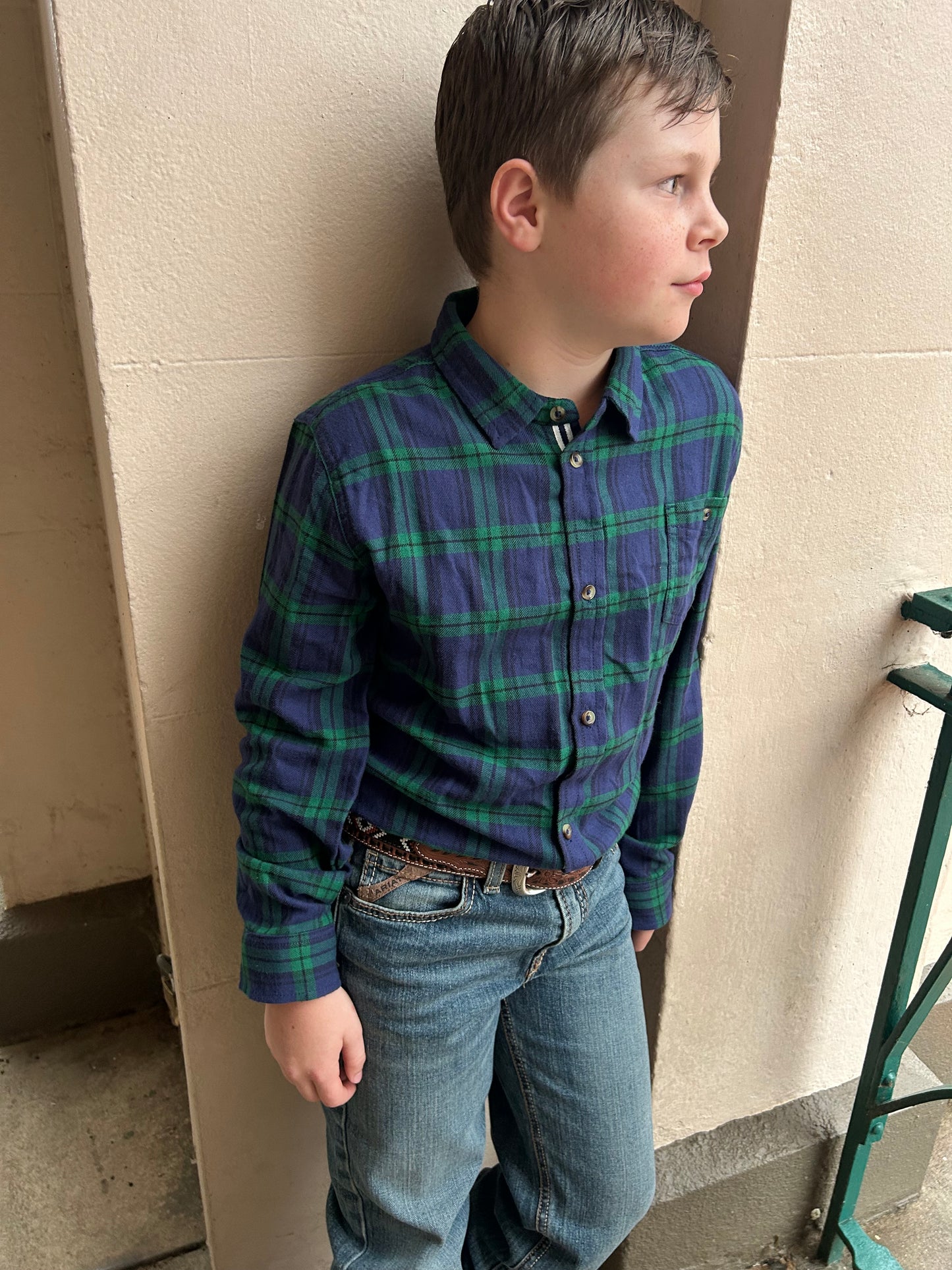 Boys Blackwatch Plaid Button Down Shirt