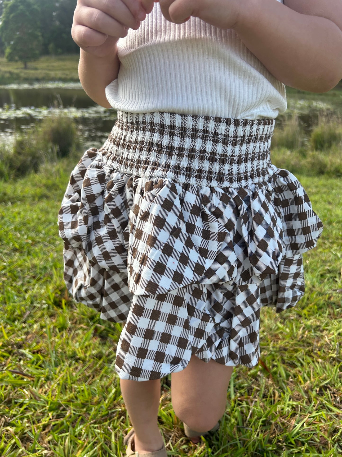 Skylar Check Skirt - Mocha