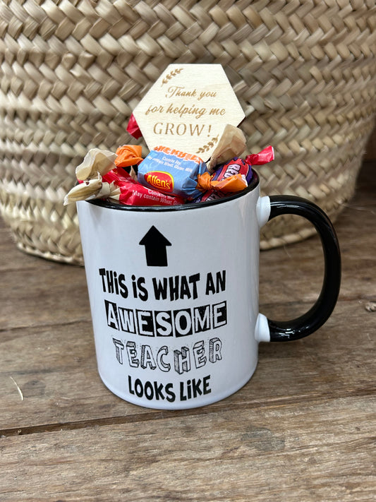 Teacher Mug Black Handle with lollies