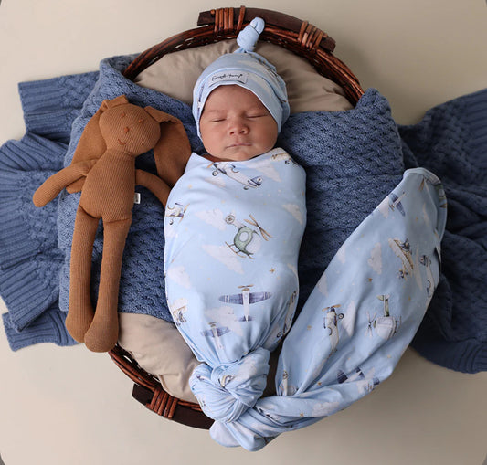 Taking Flight Organic Jersey Wrap & Beanie Set