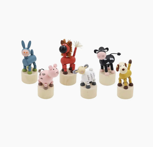 Wooden Farm Animal Press Toys