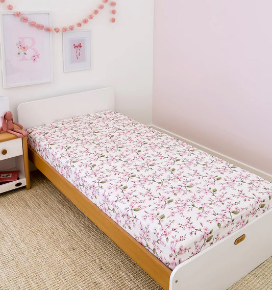 Cherry Blossom Organic Cotton Fitted Sheet