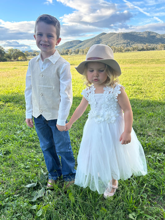 Finley Linen Vest - Sand