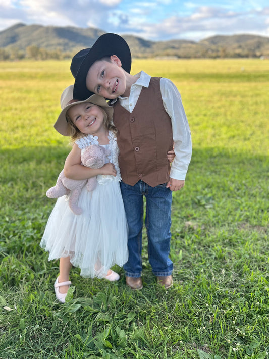 FINLEY LINEN VEST - CHOCOLATE