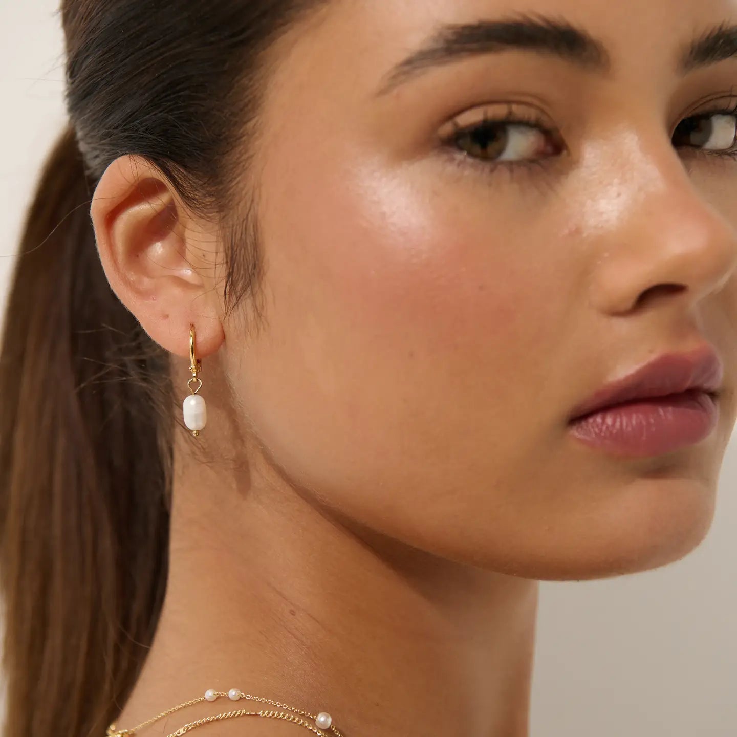 Daphne 18K Gold Plated Pearl Earrings