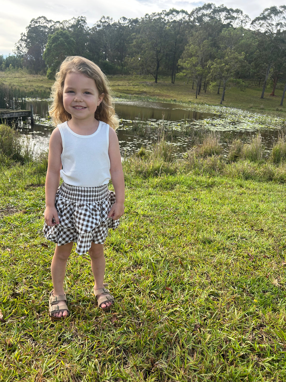 Skylar Check Skirt - Mocha