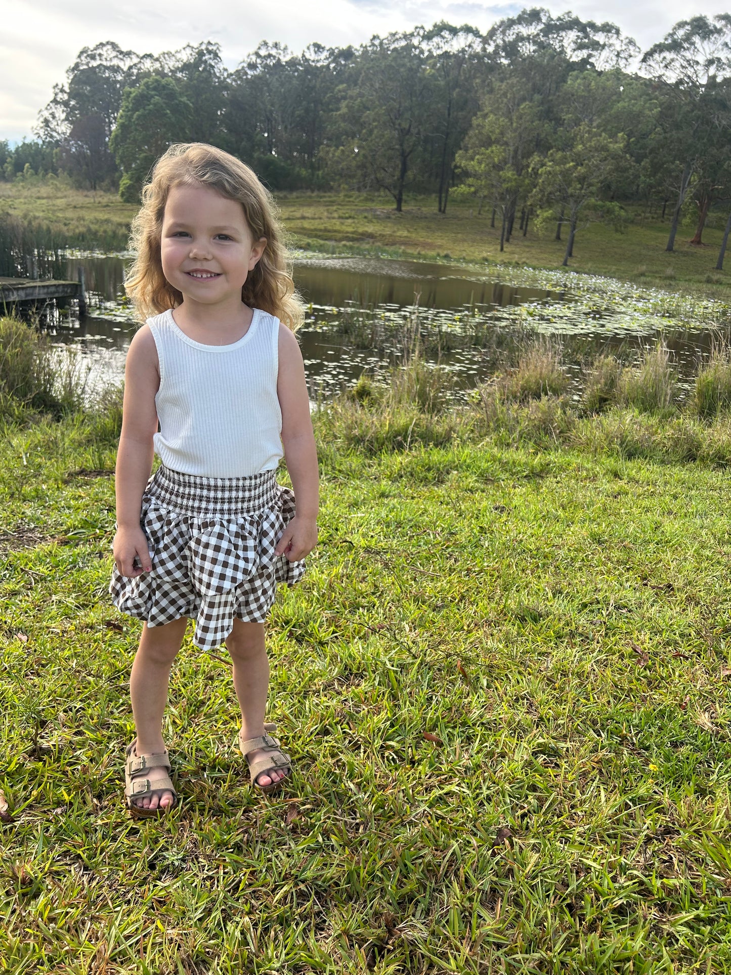 Skylar Check Skirt - Mocha