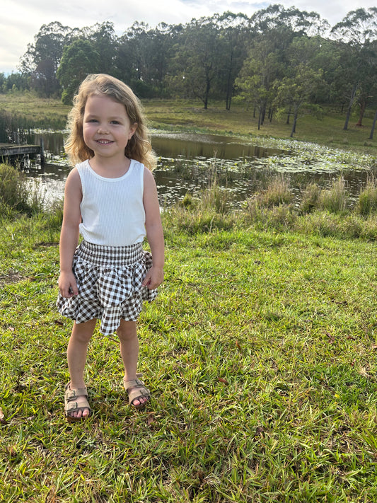 Skylar Check Skirt - Mocha
