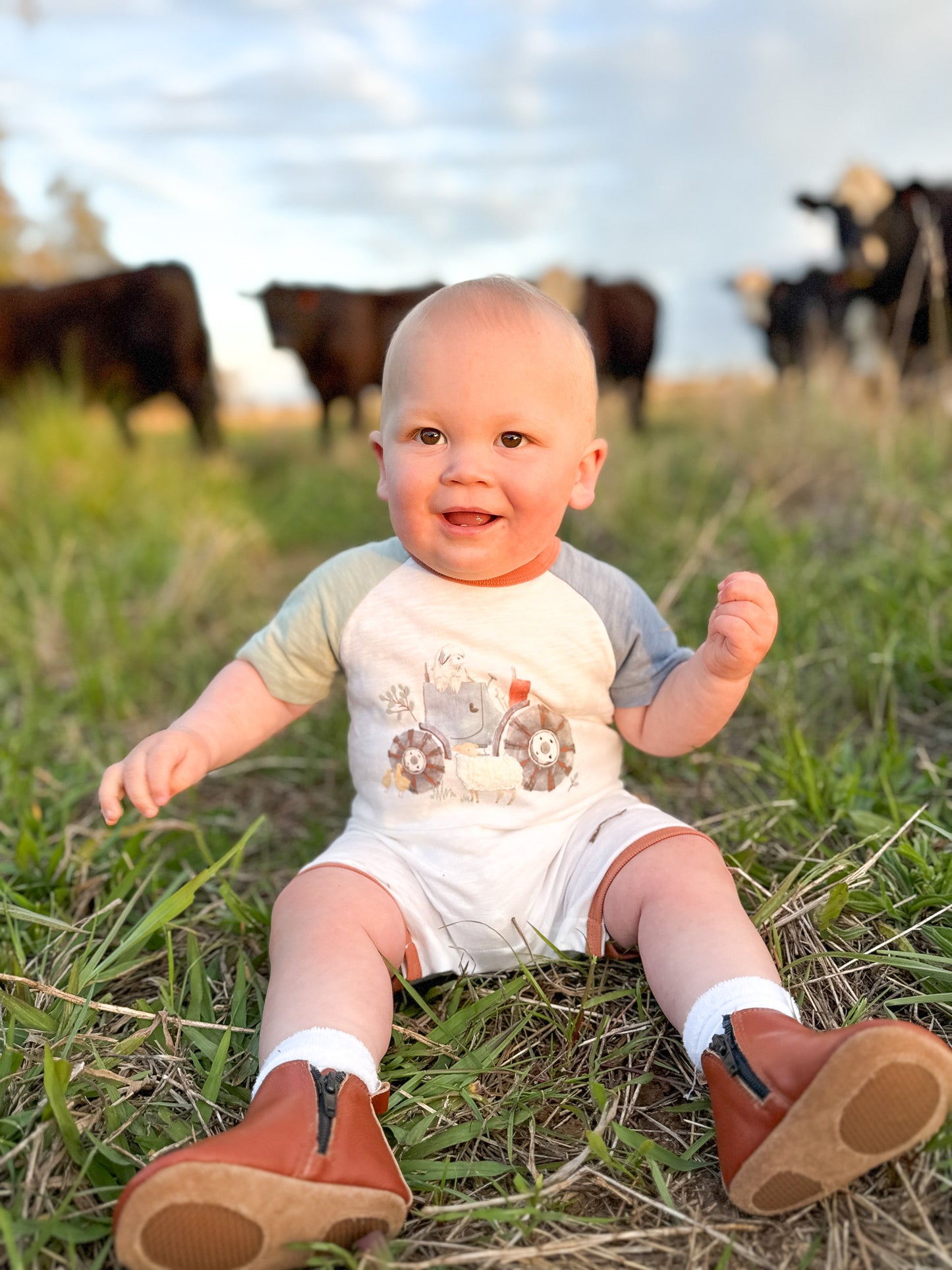 CLAYTON FARM SCENE SS ROMPER