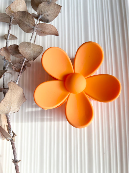 Orange Flower Claw Clip