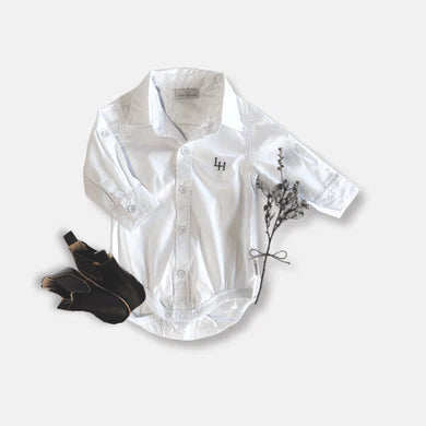 Baby Boys Dress Shirt Romper - White