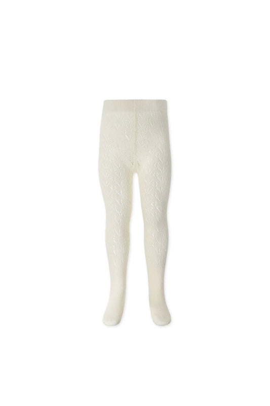 Scallop Weave Tight - Milk 0-3 months