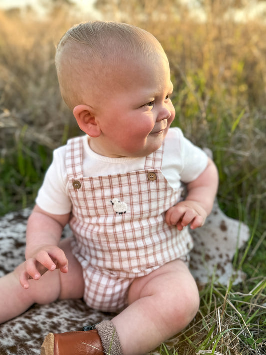 CLAYTON CHECK SHEEP BODYSUIT 2 PIECE SET