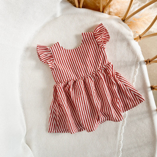 Kid's Candy Stripe Dress - Red