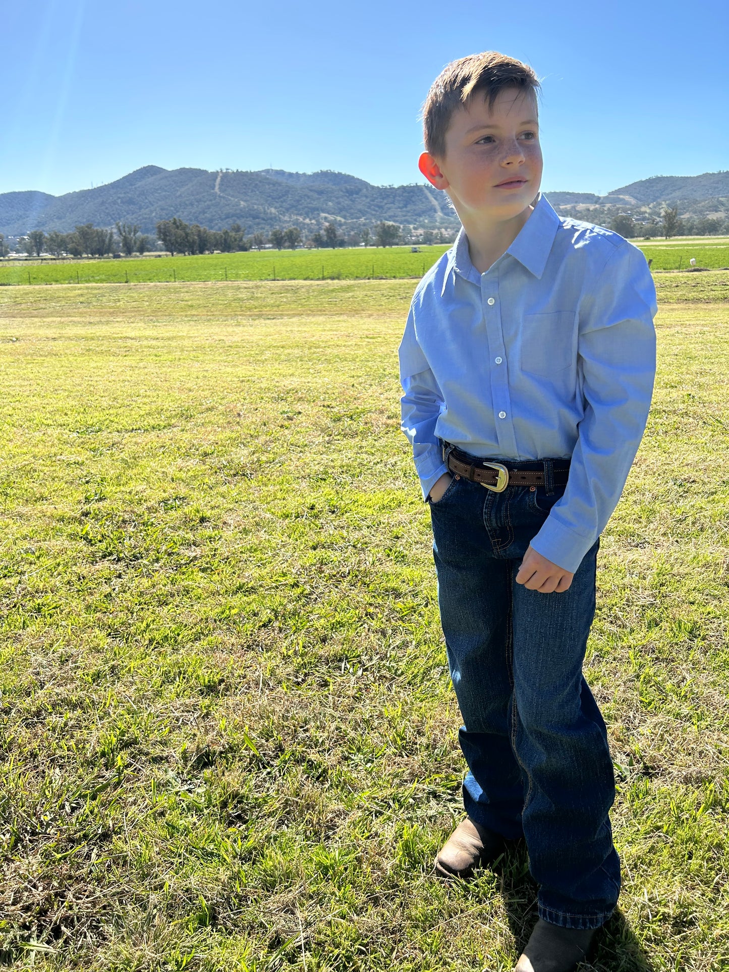 Boys Blue Chambray Button-down Shirt