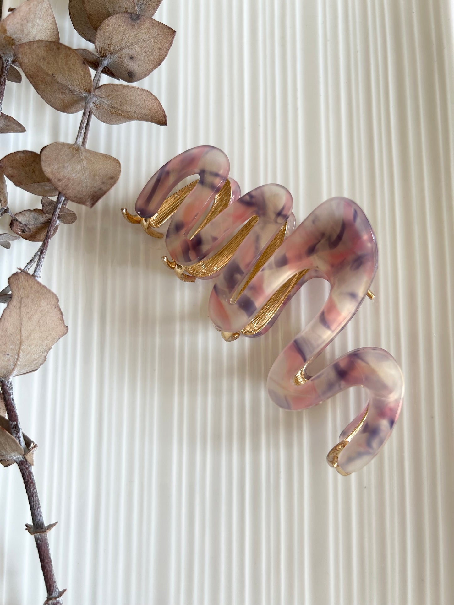 Gold & Mauve Marbled Fancy Claw Clip