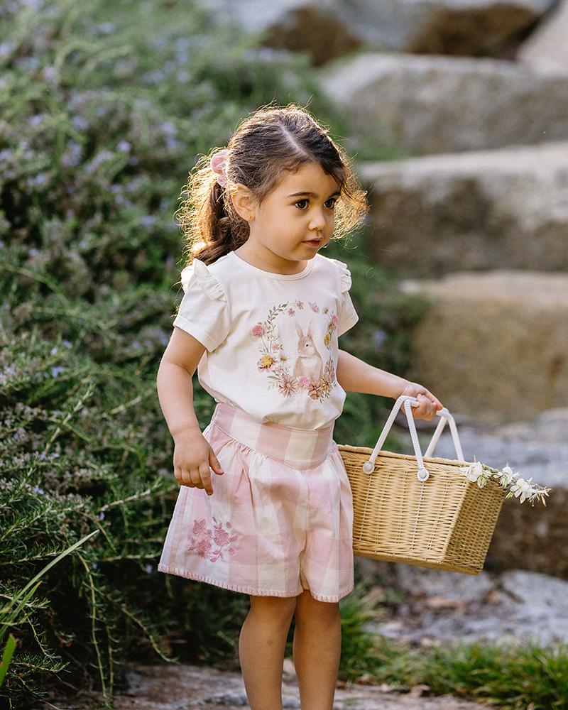 LARA EMBROIDERED CHECK SHORTS 3-7 YRS