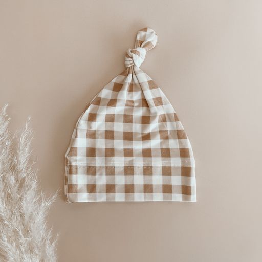 Bamboo Knotted Beanie | Gingham