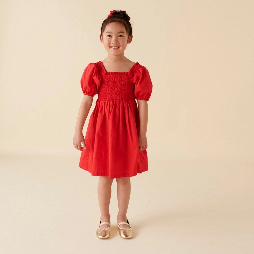 Lily Puff Sleeve Dress - Red