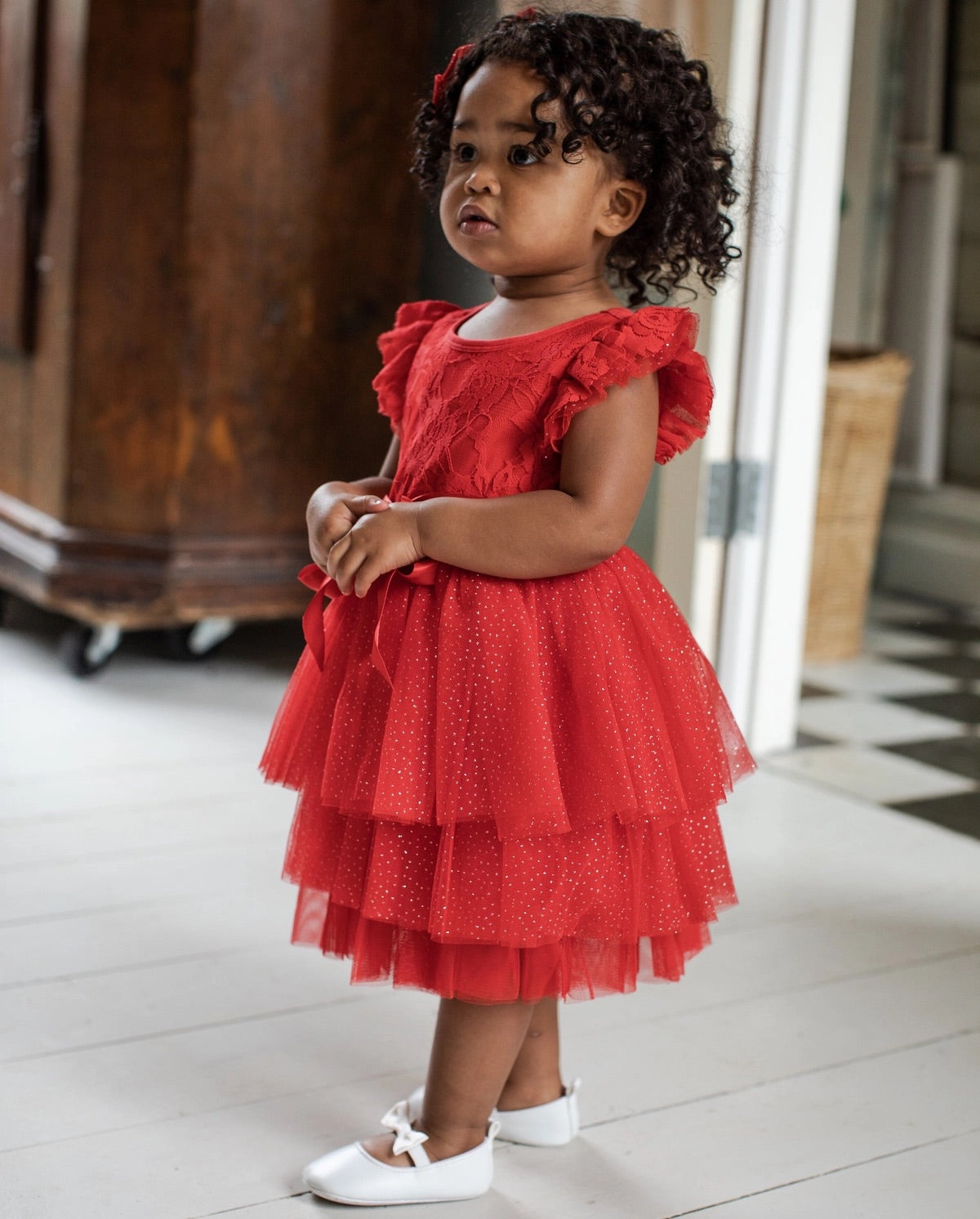 My First Lace Sparkle Tutu - Red - Size 1