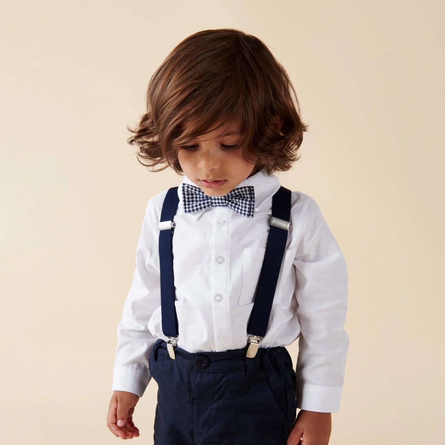 Oliver Gingham Bow Tie - Navy - One Size