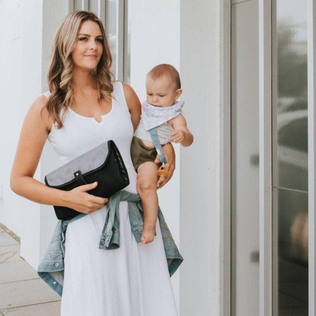 Nappy Baby Change Mat Travel Clutch | Gridlock Grey
