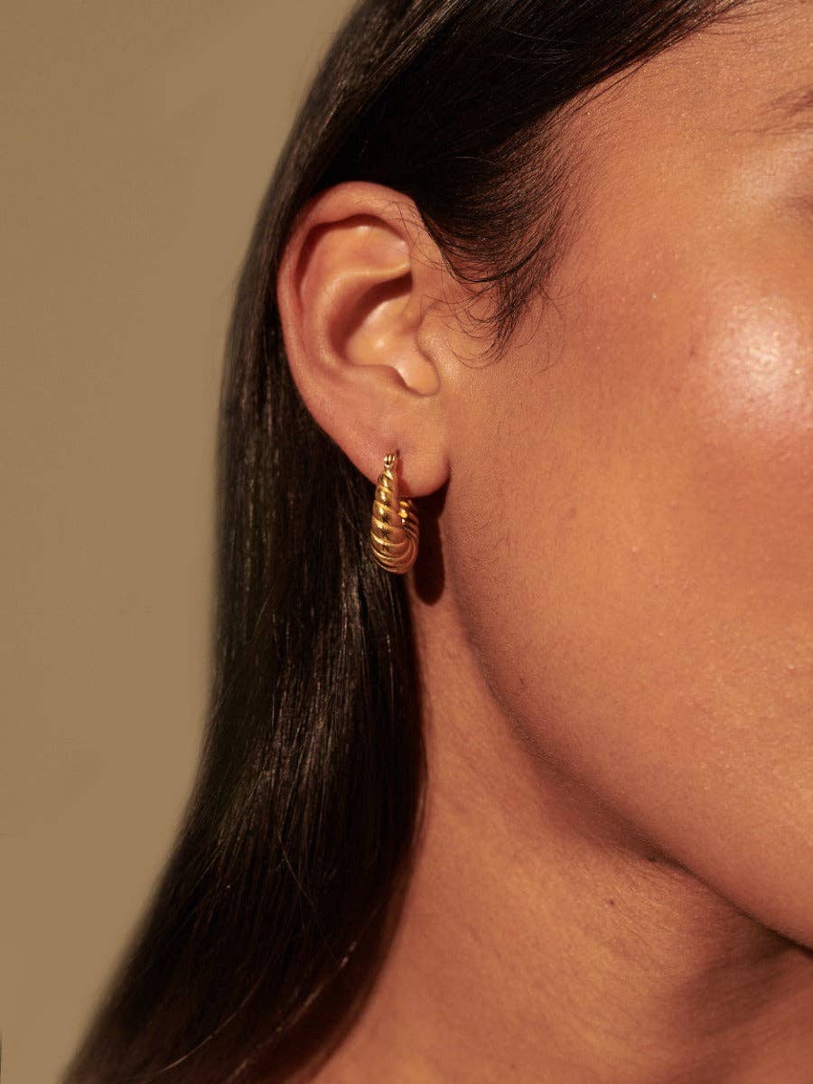 Croissant Twist Hoop Gold Plated Earrings