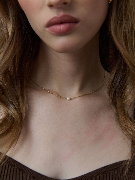 Single Pearl 18K Gold Plated Necklace