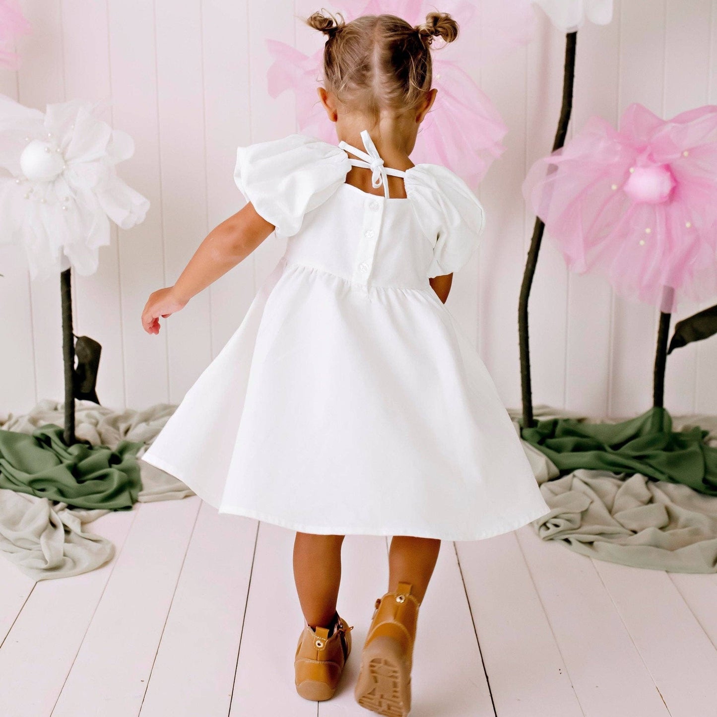 Grace Linen Baby Dress - Ecru