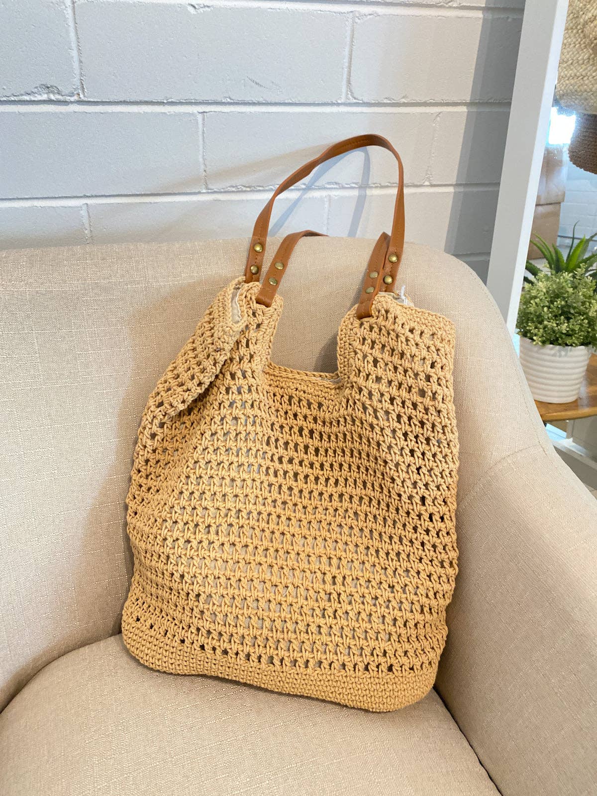 Cotton Crochet Summer Beach Bag(2col)