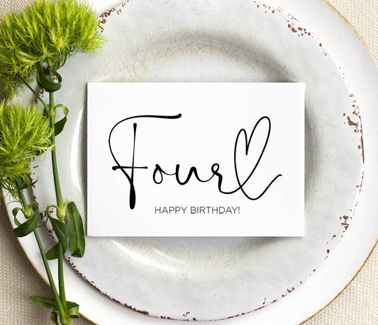 Birthday Card Turning Four, 4th Birthday Forth Birthday