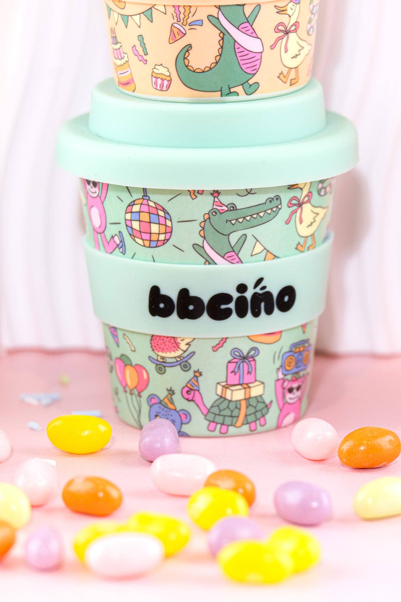 Party Animal in Green Babycino Cup - 120ml (STRAW INCLUDED)