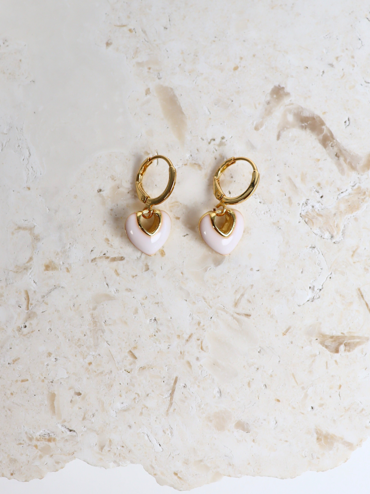 Jules Heart White 18K Gold Plated Earrings