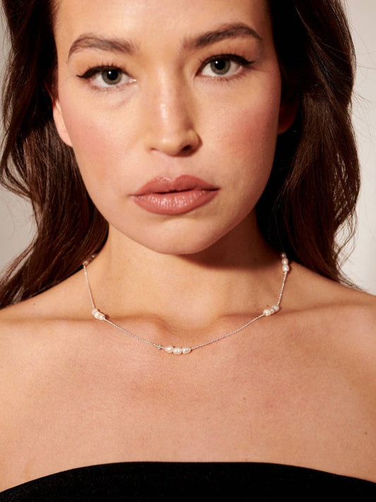 Trio Pearl Sterling Silver Plated Necklace