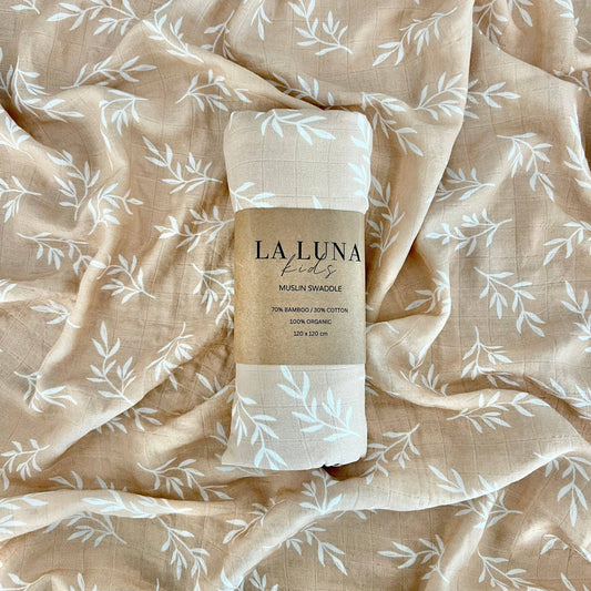 Beige Leaf Swaddle