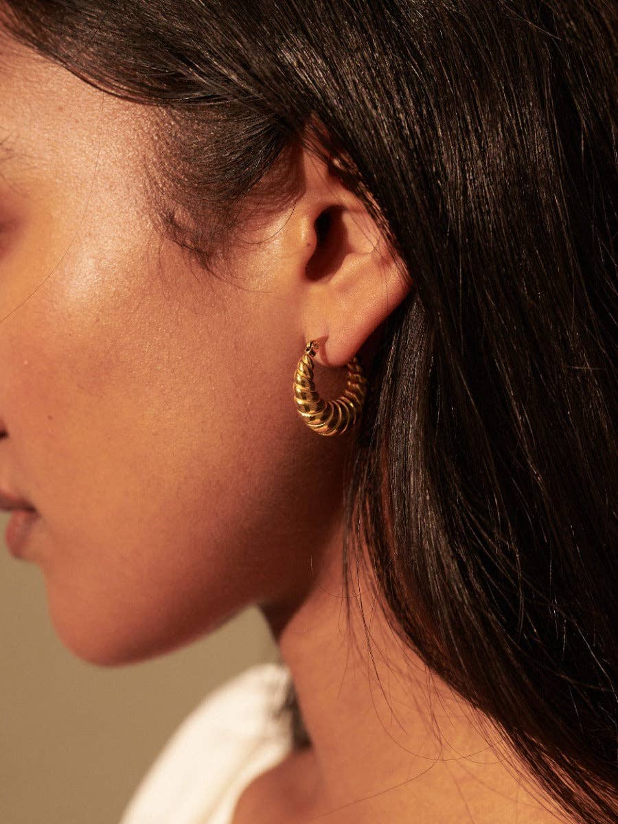 Croissant Twist Hoop Gold Plated Earrings