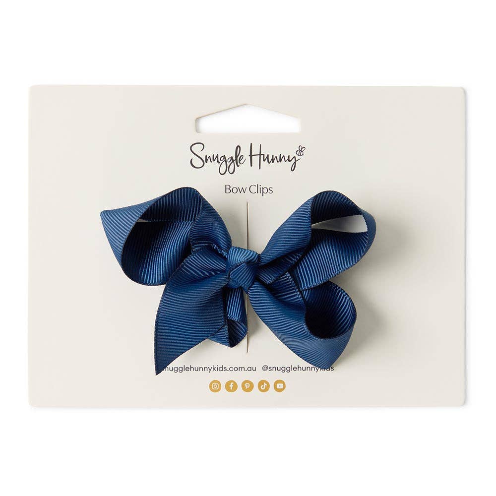 Navy Bow Hair Clip