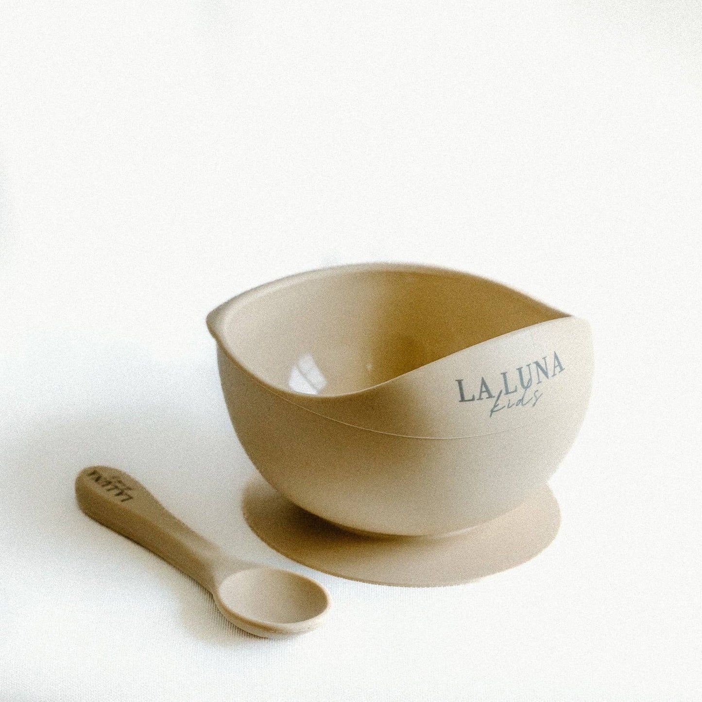 Silicone Suction Bowl & Spoon Set Sand