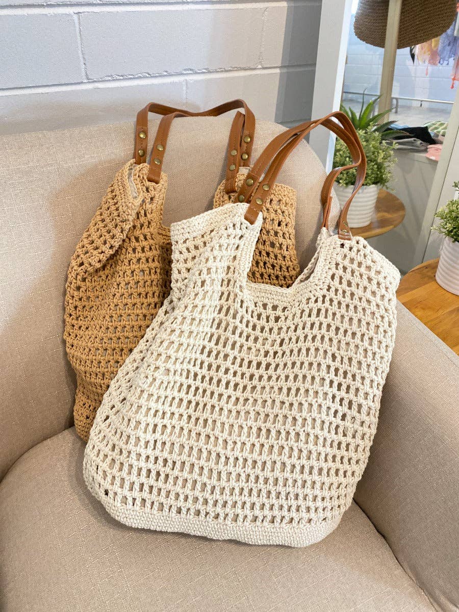 Cotton Crochet Summer Beach Bag(2col)