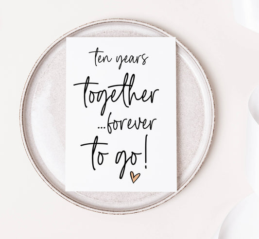 Anniversary Card Ten Years Together For Boyfriend Husband