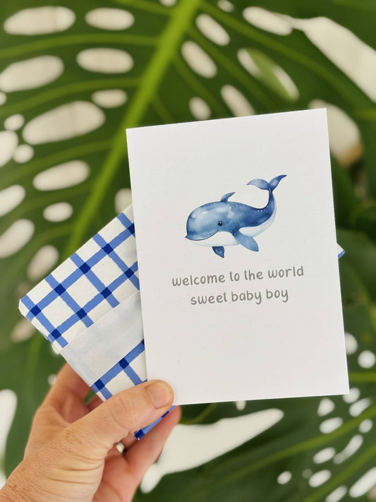Welcome to the World sweet baby Boy - Whale