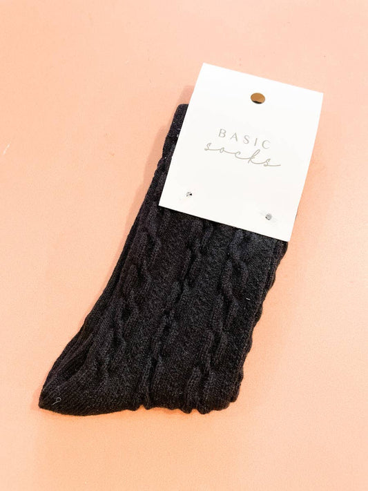 Winter Cable Woolen Crew Socks