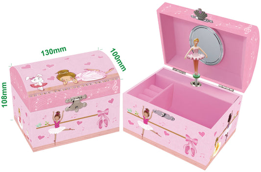 Dome Shape Musical Jewelry Box-Ballerina & Bunny