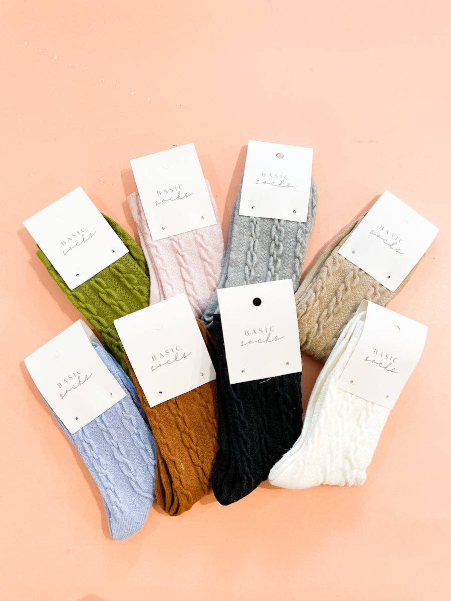 Winter Cable Woolen Crew Socks