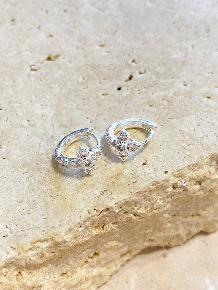 Petit Diamanté Sterling Silver Plated Huggies