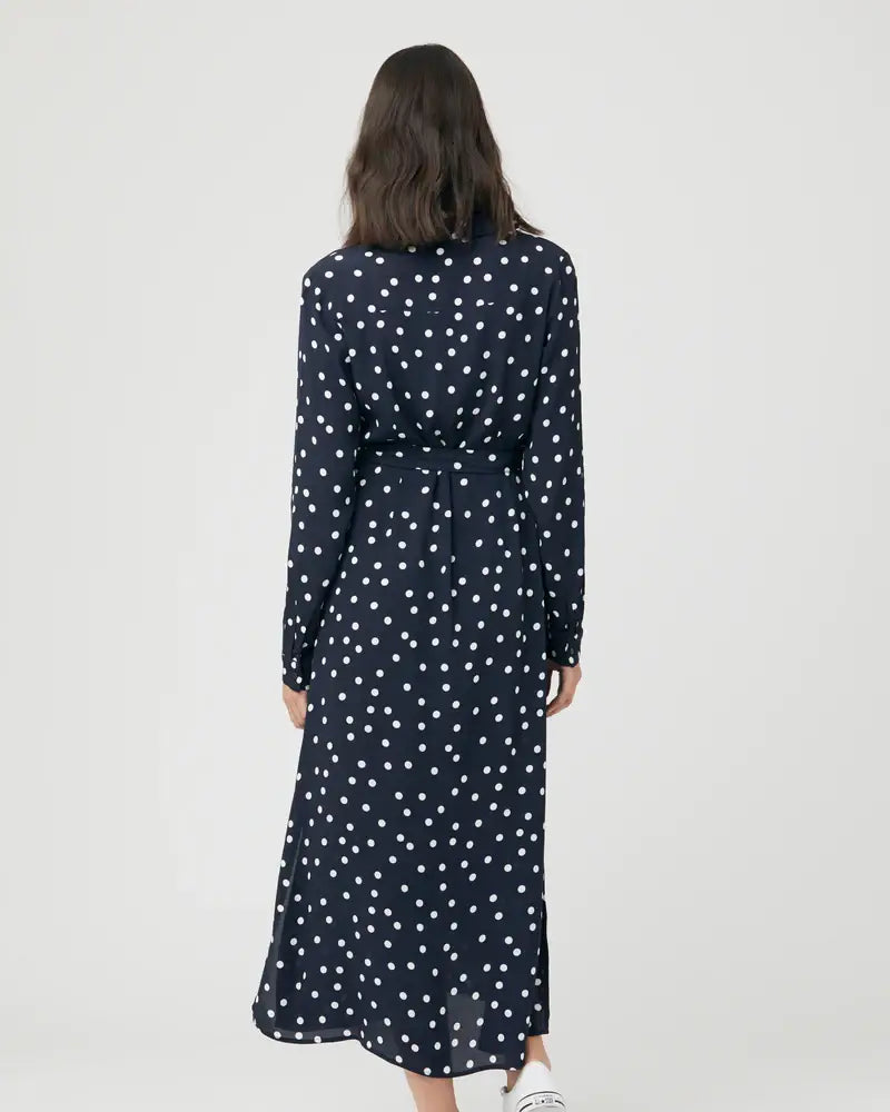 Spot Shirt Dress  Navy / White
